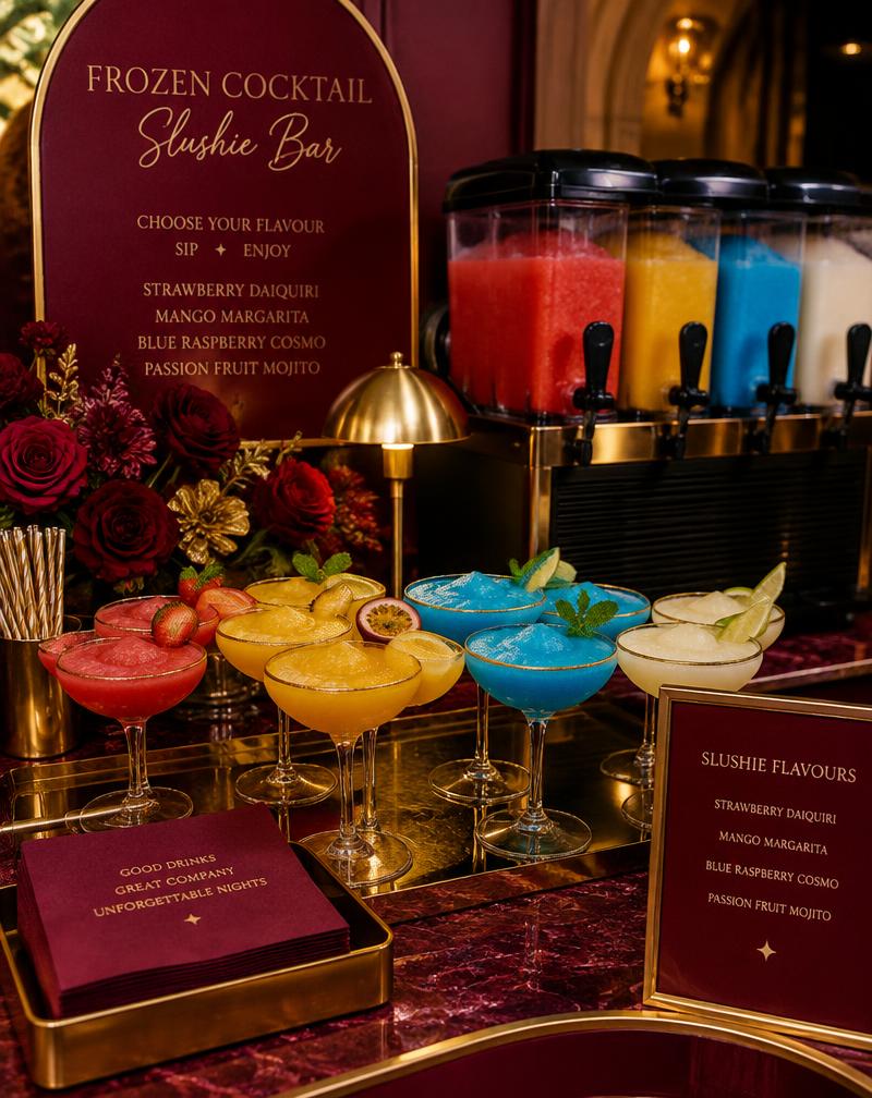 Alcoholic Slushie Bar live station at a Toronto event