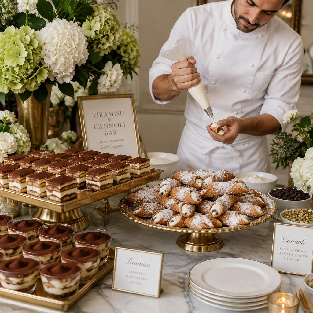 Tiramisu and Cannoli Bar live station at a Toronto event